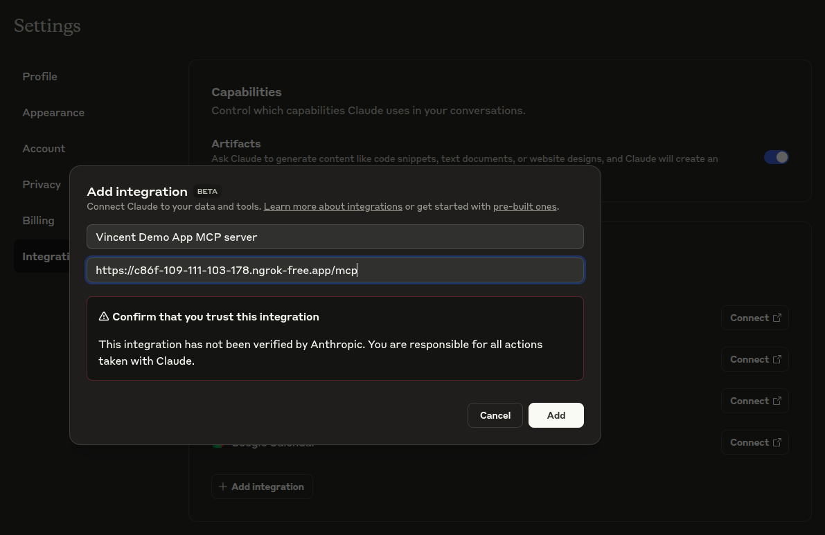 Configure Claude.ai with Vincent MCP