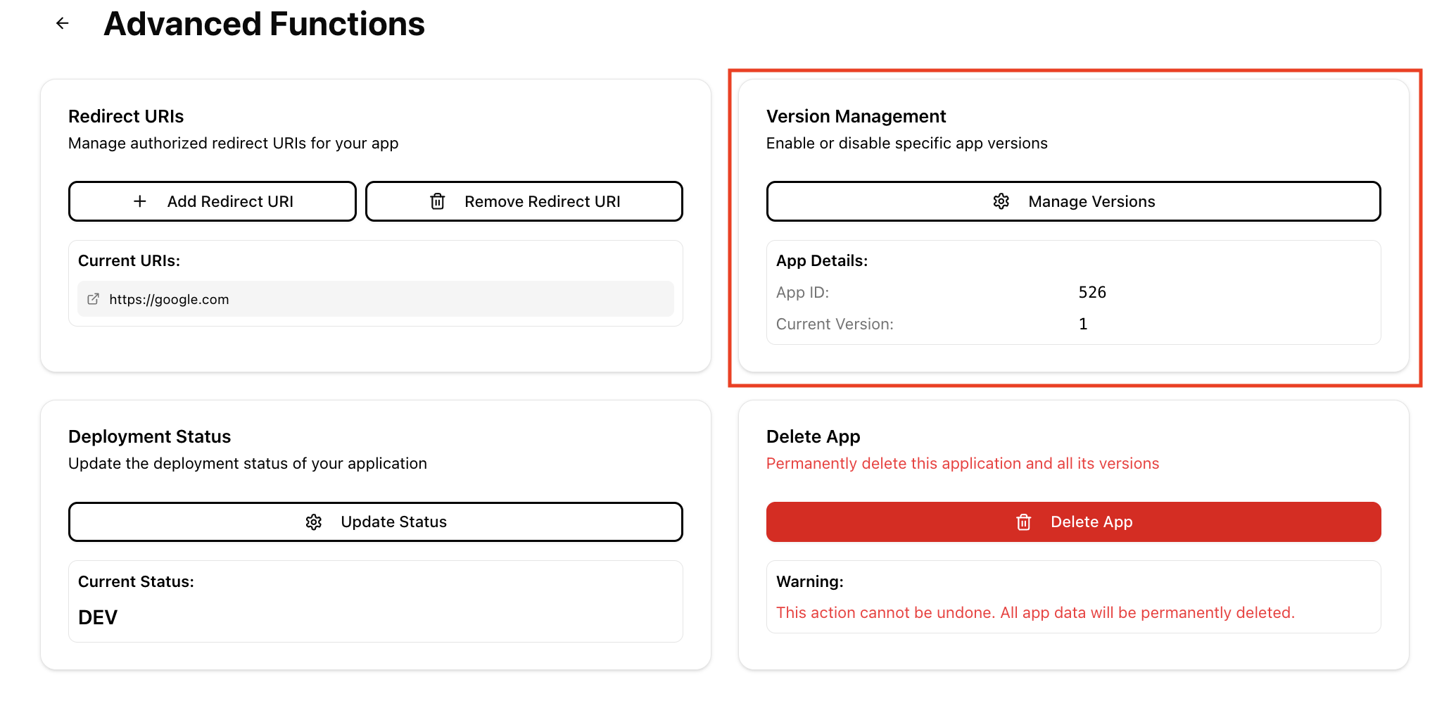 Manage App Versions