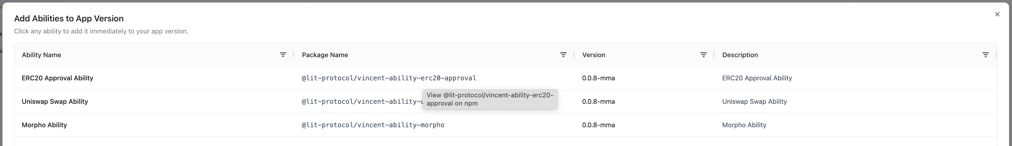 Add Abilities to Version