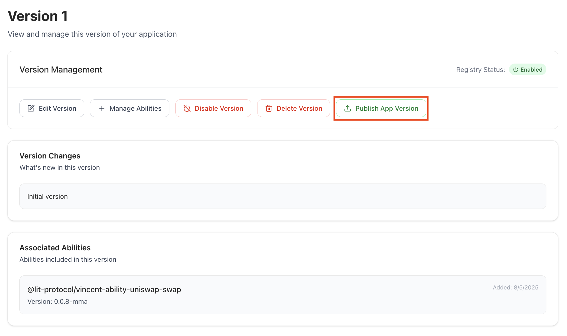 Publish App Version