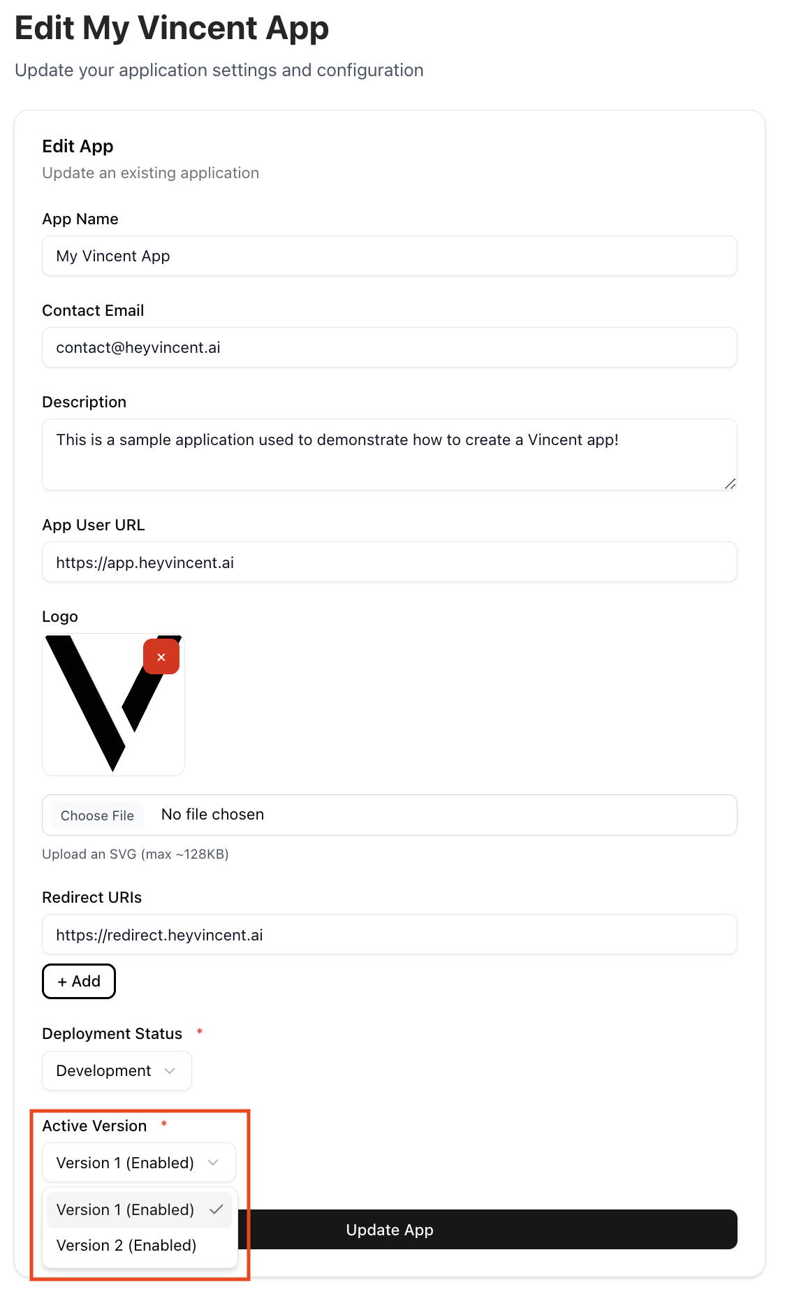 Edit App Form